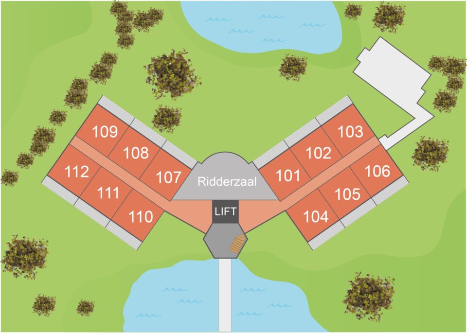 Plattegrond eerste etage Hotel Havezate Marveld